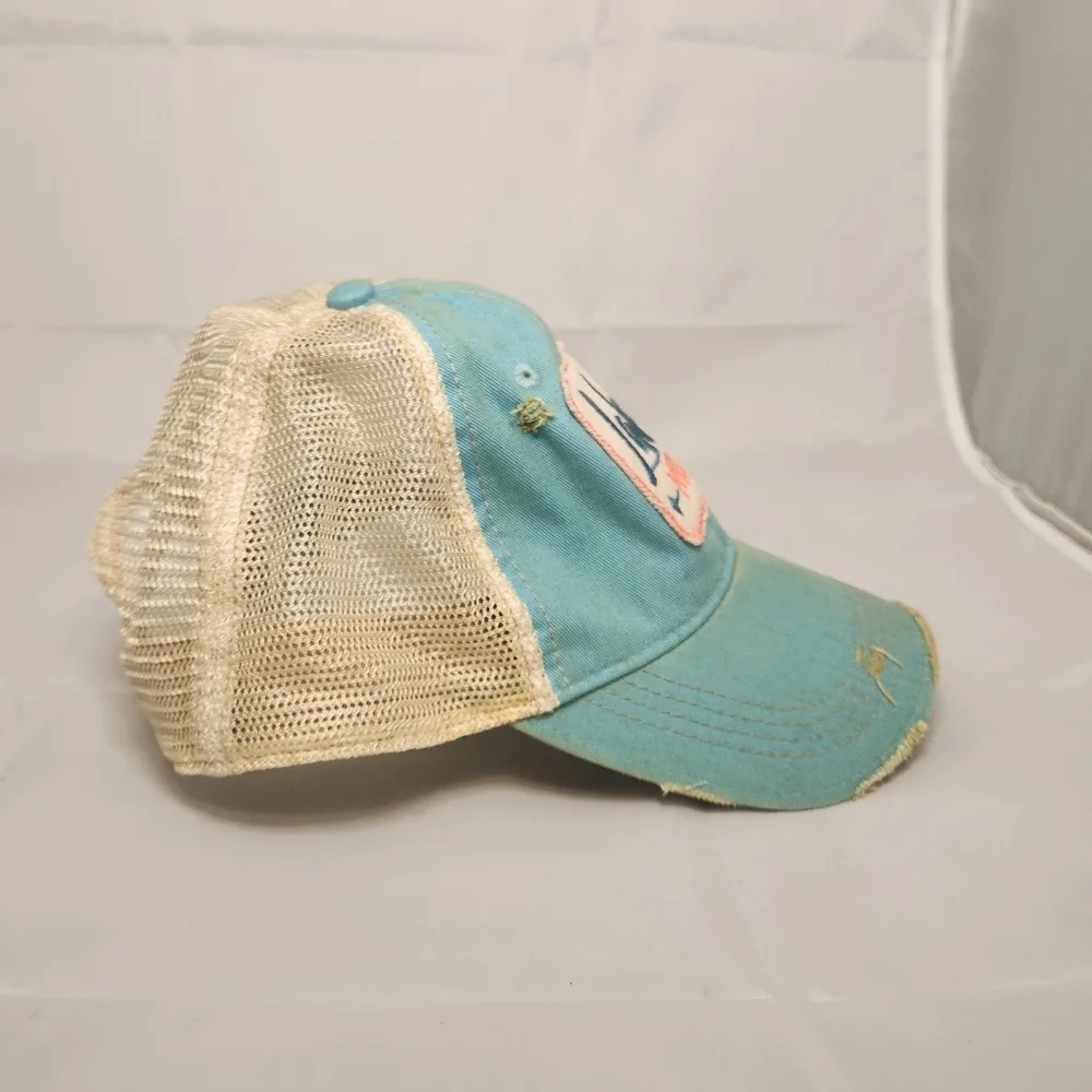 Like New The Goat Stock Ball cap Sky Blue Lake Mode Distressed Headmost Mesh Hat - Picture 8 of 12